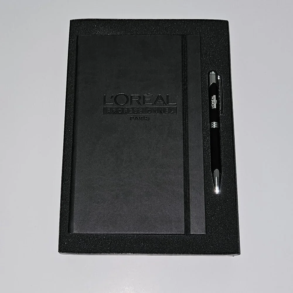 L'Oreal Professionnel Paris Black Journal Pen Set In Box Lined Pages NEVER USED